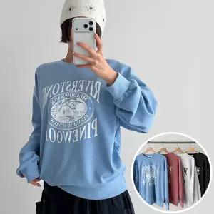 핀우드 맨투맨 긴팔 BOX 여성 오버핏 티셔츠 (4컬러) 박시핏 빅사이즈