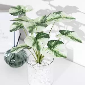 몬스테라 조화 화병 화이트 마블 set 27cm DIY) 인테리어 식물 테이블 탁상용 장식 소품 꾸미기