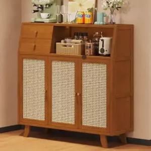 대나무 수납장 레트로 라탄 주방 틈새장 부엌 카페 소품장 그릇 조미료 보관함