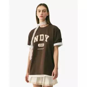 브랜드정품 널디 NDY 아치 로고 반팔 티셔츠 브라운 233421