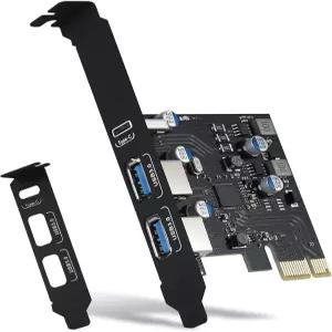 USB PCIE 카드 18W PD PCI Express 3포트 (Type C Type A 2개) 데스크톱 PC용 3.0 고속 충전 확장 및 로우