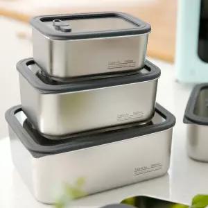 스텐304밀폐용기 650ml 직사각 오븐 전자렌지 반찬통 냉장고보관 냉동실 정리용기