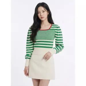[하프클럽/에고이스트]퍼프소매 스트라이프 니트 베이지 EP1KL262