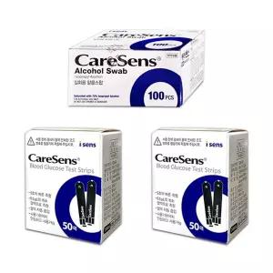 케어센스 혈당지 100매 + 알콜스왑 100개 혈당검사지 당뇨혈당측정지 D