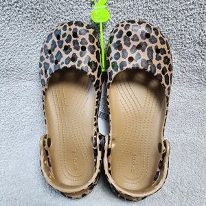 크록스 클래식 애니멀 발레 세피아 레오파드 여성 플랫 샌들 212478-2LD