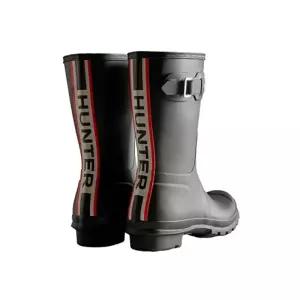 국내매장판 헌터 여성 오리지날 컬러 백프린트 숏 레인부츠 블랙 WFS2353RMABLK