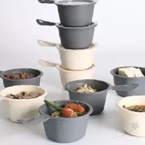 전자레인지용 손잡이 밥그릇 국그릇 조리 보관 용기 원형 디자인 가정용 주방 식기