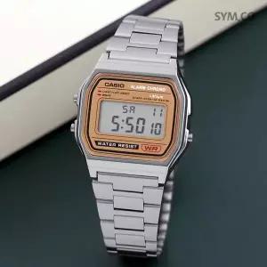 [카시오] A158WEA-9 레트로 빈티지 사각 전자 디지털 남녀공용 메탈 시계 d1
