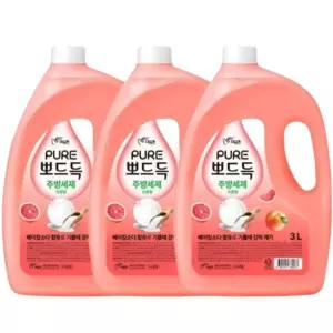 피죤 퓨어 뽀드득 주방세제 자몽향 용기 3L x 3개