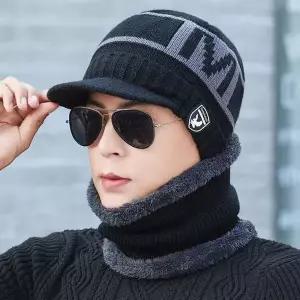 [골드스마일]겨울모자 방한모자 융털기모 니트캡비니 넥워머 세트 남자보자
