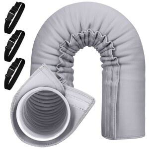 휴대용 AC 호스 단열 슬리브, 에어컨 커버 랩, 직경 5인치 및 5.9인치 배기 호스, 덕트 통풍구 커버, 3개의 조절 가능한 스트랩으로 쉽게 설치 가능, 회색