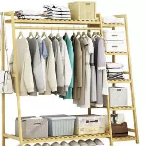 다용도 행거 스탠드 대나무 옷걸이 원목 행거 우드 거실 침실 오픈형 수납장 정리 방문 옷장 간이