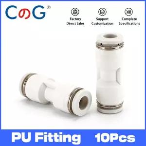 콤푸레샤 부품  CG 10개입 화이트 PU 스트레이트 플라스틱 푸시 인 공압 피팅 퀵 릴리즈 커넥터 4/6/8/10/1