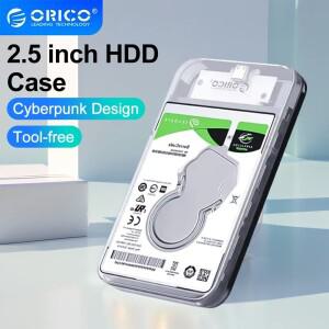 ORICO 투명 HDD SSD 하드 드라이브 인클로저 Type-C 2.5인치 외장 수납함 케이스 SATA 5Gbps 사이버펑크 디