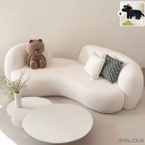 라운드소파 램스울 구름 조약돌 등받이 양털 대기실 쇼파 3인용