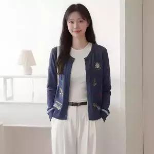 [올리비에스클로젯] 자수 브이넥 니트 가디건_O2604CD013A