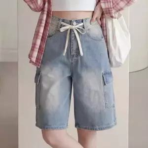 [올리비에스클로젯] [55-77]스트링 카고 버뮤다 데님 팬츠_O2604DP025B