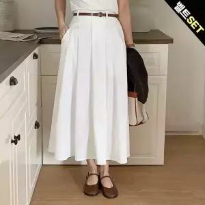 [올리비에스클로젯] 주름 롱 벨트 스커트_O2604SK029B
