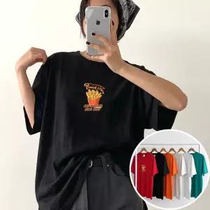 감튀 BOX 여성 오버핏 반팔 티셔츠 (6컬러) 박스티 빅사이즈