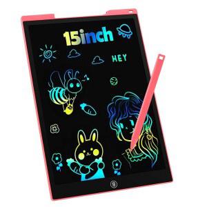 LCD 필기 태블릿 두들 보드, 15인치 컬러풀 드로잉 패드, 전자 지우개 학습 교육용 소녀 선물 장난감 3 4 5 6 7세 남아용