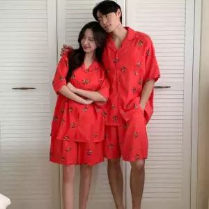 디즈니 뮤즈 미키 반팔 커플 잠옷 세트 미키마우스 미니 카라 학생 청소년 빅사이즈 파자마