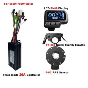 자전거 3 모드 26A 컨트롤러 JN EN06 LCD 디스플레이 패널 전기 스쿠터 개조 소형 키트 500W/700W 모터용