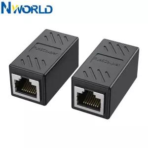 2Pcs RJ45 커넥터 커플러 이더넷 케이블 LAN 인라인 Cat7/Cat6/Cat5e 연장 어댑터 암 검정색