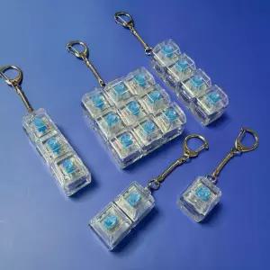 키보드 피젯 토이 LED 크리스탈 키캡 키체인 스트레스 해소 손가락 장난감 디컴프레션 클릭커