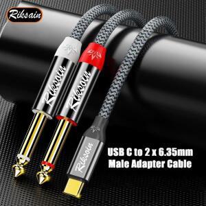 USB 타입-C - 듀얼 6.35mm 잭(14) 오디오 케이블 Y자형 분배 아이패드 노트북 휴대폰 태블릿용 스피커 믹서