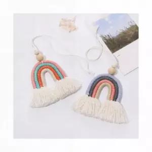 차량용 룸미러 장식 무지개 마크라메 행잉 자동차 오너먼트 실내 인테리어 벽걸이 소품 방향제