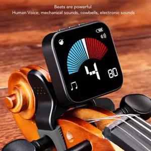 바이올린 튜너 메트로놈 바이올라 첼로 용 명확한 디스플레이 및 클램프가있는 전자