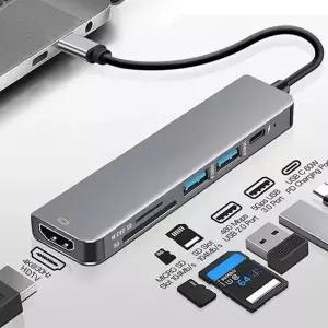 C타입랜선 LAN 젠더 6포트 USB C 허브 - 4K HDMI 호환 SD TF 카드 리더기 30 20 MacBook iPad SAMSUNG 삼성