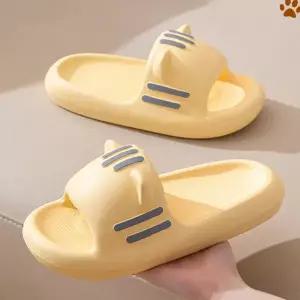 두툼한 여성용 거실 슬리퍼 푹신한 여성용 실내 슬리퍼 고양이 데일리