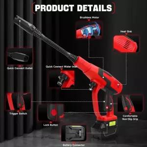 고압세척기 세차기 분사기 무선 고압 세척기 380W 브러시리스 휴대용 세차건 653PSI 3단 속도 밀워키 M18