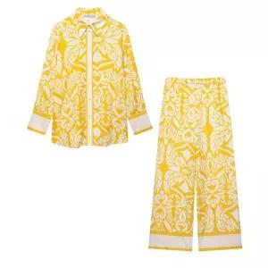 봄 여성용 트렌디 아이템 정장세트 스트리트 프린트 셔츠+바지 세트1 HT1