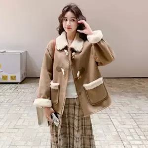 여성용 트렌디 아이템 코트 모피 메일라드 세무 도톰 라이크 숏 무스탕 일체형 HT1