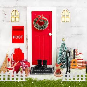 크리스마스 엘프 소녀 요정 문 장식 24개 트리와 액세서리가 있는 미니어처 정원 나무 동화를 위한 작은