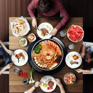 대형 전기 냄비 분할 쿠커 다용도 1600W 반반 대용량 빨간색