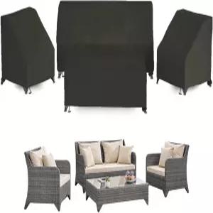 MaWGcowd 파티오 가구 커버-420D 옥스포드 천 소파 테이블 의자 방수 야외 정원 자외선 차단 4종 세트