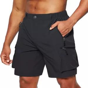 마이이푸-GJ 남성 지퍼 솔리드 컬러 멀티 포켓 반바지 캐주얼 캠핑 아웃도어 핏 릴렉스 전술 카고