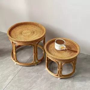 거실 라탄 티테이블 베란다 카페 테이블 커피 원형 좌탁