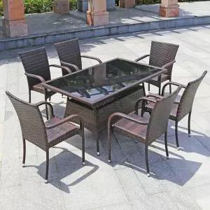 야외 정원 전원주택 테라스 4인용 라탄 테이블 원형 가구 의자 베란다 4인세