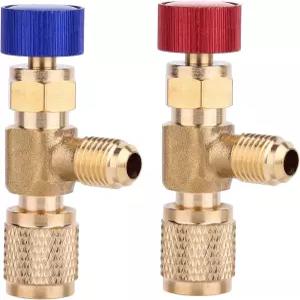 냉매 충전 밸브 세트 2개 1/4인치 R410A 에어컨 유량 제어 어댑터 및 HVAC와 호환되는 5/16인치 안전 볼