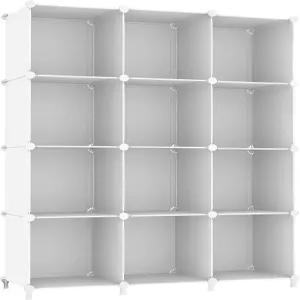 AWATOS 큐브 보관 정리함 보관함 12 책장 DIY 플라스틱 옷장 옷 선반 나무 망치 집 침실 흰색을 위한 쌓을