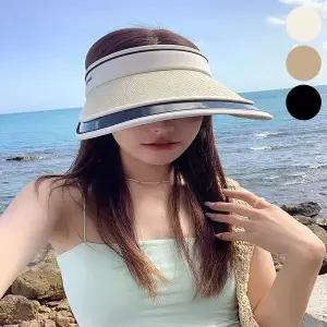 휴양지 바닷가 여자 라탄 밀짚 챙넓은 썬캡 선캡 모자