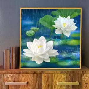 연꽃그림액자 풍수그림 돈들어오는 꽃그림 50goldAL6 연꽃