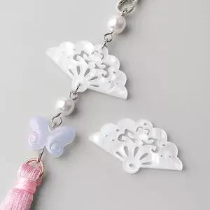 비즈아이 [6709-13]아크릴펜던트 동양풍 일본풍 자개부채 29.5x17mm ,1개