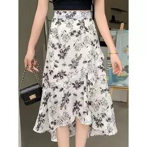 [예쎄] 플라워 언밸런스 쉬폰 랩 스커트(S6MSK006A)