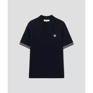 빈폴 BEANPOLE GOLF [HERITAGE] 남성 니트 스카시 텍스처 반소매 칼라티 네이비 BJ6351B06R 312191