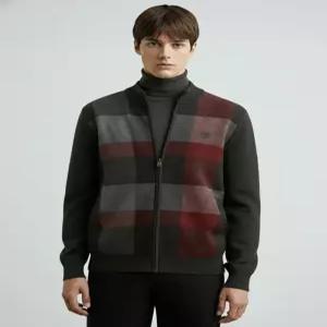 [닥스 남성] [25FW] DMSW5D302CG 차콜그레이 울100 체크 풀집업 스웨터